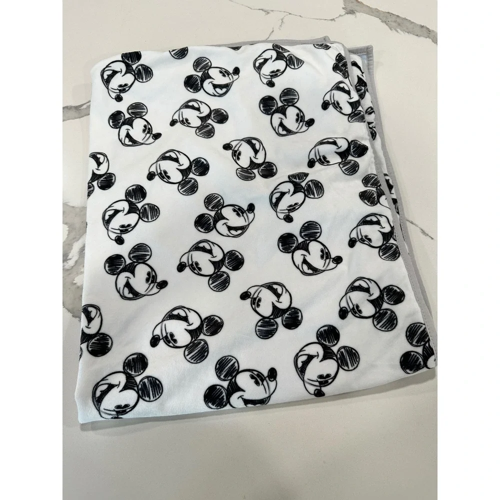 Lambs & Ivy Disney Baby Mickey Mouse Blue White Sketch Plush Nursery Blanket